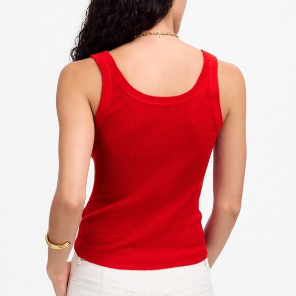 Madewell Linen Blend Scoopneck Lightweight Sweater Tank Top Red Size L NWT - Picture 2 of 8